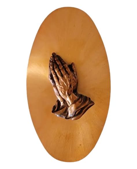 Vtg Praying Hands Copper 3d 10 Plaque Oval Hanging Religious Victor