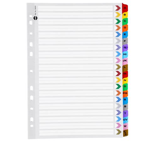 Dividers A4 Plastic Tab Colour A Z Stationery City