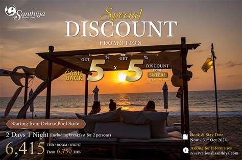 Facebook 5 X 5 Special Promotion Santhiya Resorts And Spas