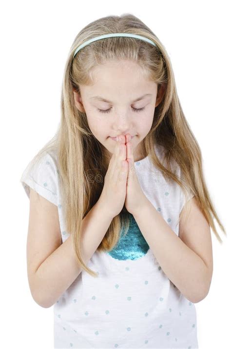 Cute Young Girl Praying Young Little School Girl Holding Hands In Pray