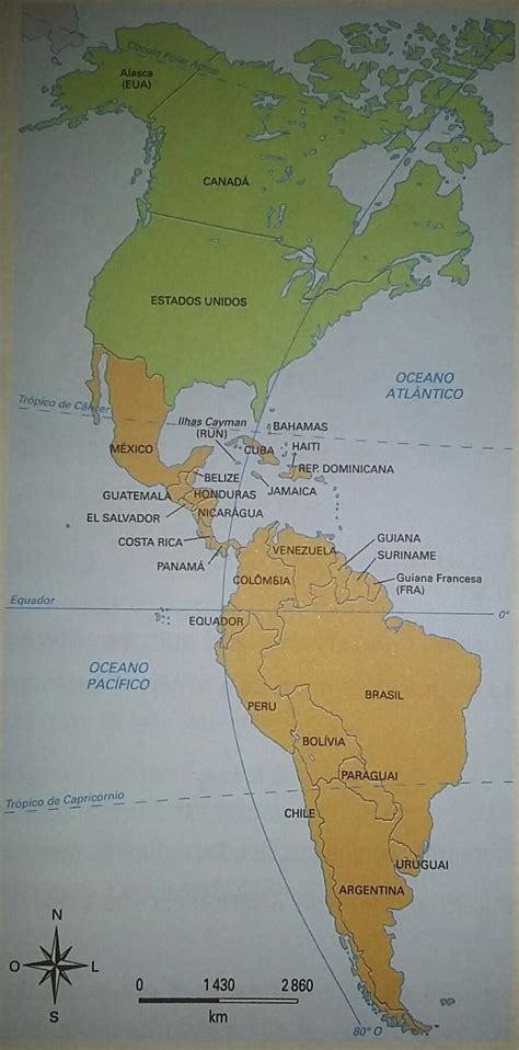 Qual Regionalização Do Continente Americano é Utilizada No Mapa Acima