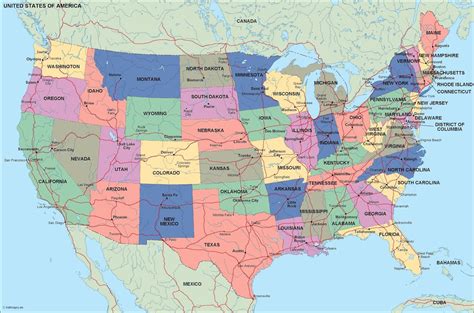 Mappa Geografica Usa