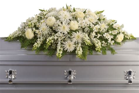 Cheap All White Casket Cover League City Funeral Flowers
