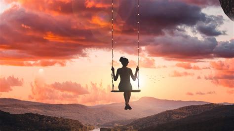 girl swinging on top of world wallpaper hd photography wallpapers 4k wallpapers images