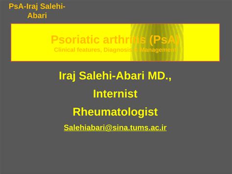 Pdf Psoriatic Arthritis Psa Clinical Features Diagnosis And Management