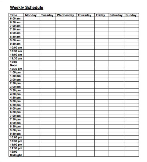 35 Sample Weekly Schedule Templates Sample Templates