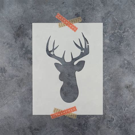Buck Stencil Reusable Diy Craft Stencils Of A Buck Deer Head Etsy