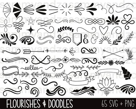 Flourishes And Doodles Svg Bundle Flourish Svg Design Etsy