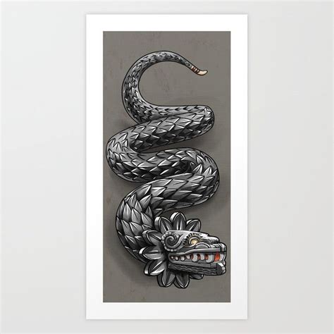 Quetzalcoatl Flying Snake Of Aztec Art Print By Pakowacz In 2022