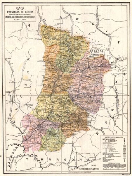 Spain Mapa De La Provincia De Lerida 1913 Old Antique Vintage Plan Chart