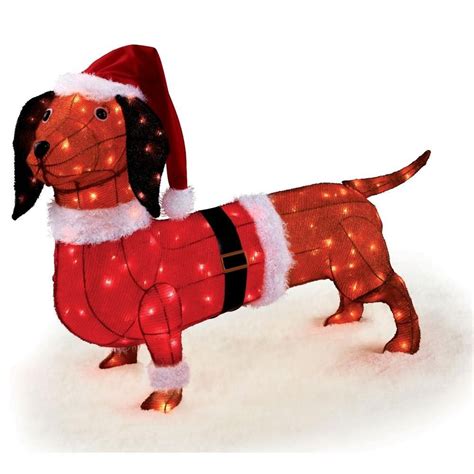 Decked out for the season with a santa hat and red scarf, this adorable 7 ft. Lighted Dachshund | Dachshund christmas, Christmas ...