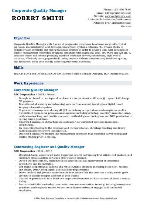 Use this guide as your checklist to bring your quality control resume up to the same level of perfection to get that qc job you're aiming for. Quality Manager Resume Samples | QwikResume