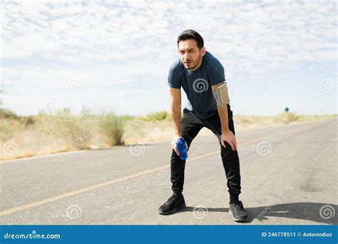 Tired Man Catching His Breath After Running Stock Image Image Of