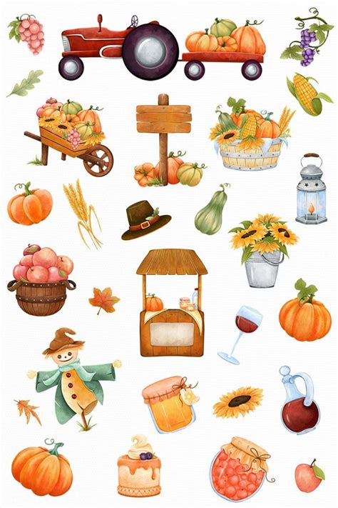 Fall Clipart Harvest Clipart Thanksgiving Clipart Png Etsy