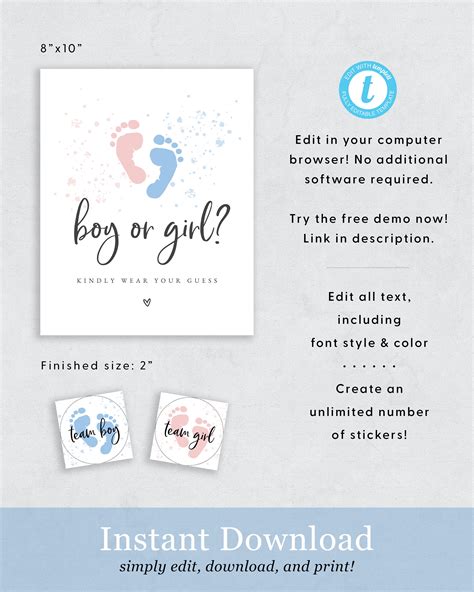 Gender Reveal Wear Your Guess Sign Template Gender Reveal Etsy