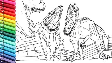 Jurassic world mosasaurus coloring page 10. Drawing and Coloring Indominus Rex VS Mosasaur VS T Rex ...