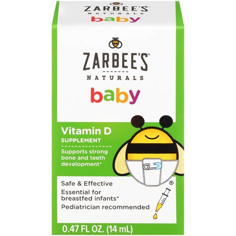 Zarbees Naturals Baby Vitamin D Supplement Drops 0 47 Fl Oz
