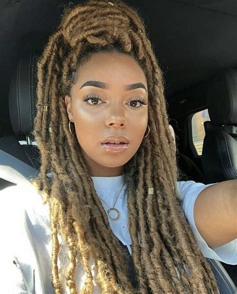 Honey Brown Locs Locs Hairstyles Faux Locs Hairstyles Long Hair Styles