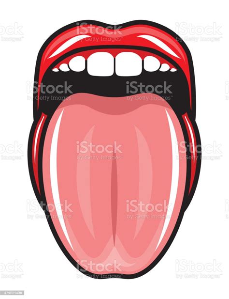 Open Mouth Sticking Out Tongue Vector Illustration Stock Illustration