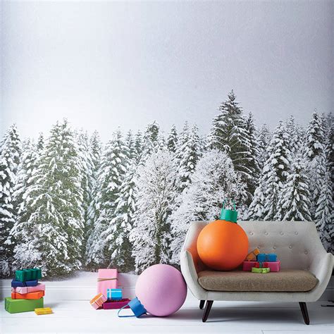 Christmas Snowy Trees Self Adhesive Wallpaper By Oakdene Designs