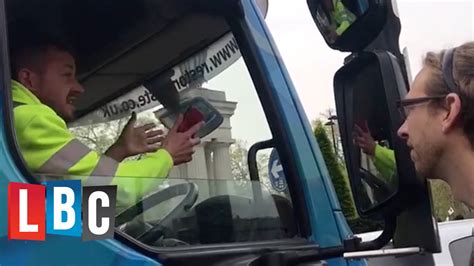 Moment Angry Lorry Driver Yells At Extinction Rebellion Protester For Holding Up Traffic Lbc