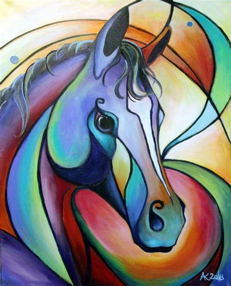 Horse Original Unique Painting On Stretched Canvas Etsyde Idee