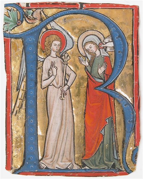 Manuscript Illumination With The Annunciation In An Initial R From A