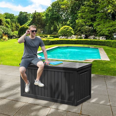 Xxl Large 230 Gallon Resin Deck Storage Container Box Black Outdoor