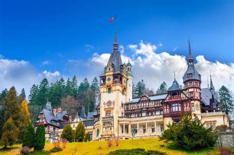 Beautiful Peles Castle In Sinaia Carpathian Mountains Romania Europe