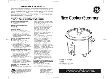 GE Rice Cooker 169063 User Manual Manualzz