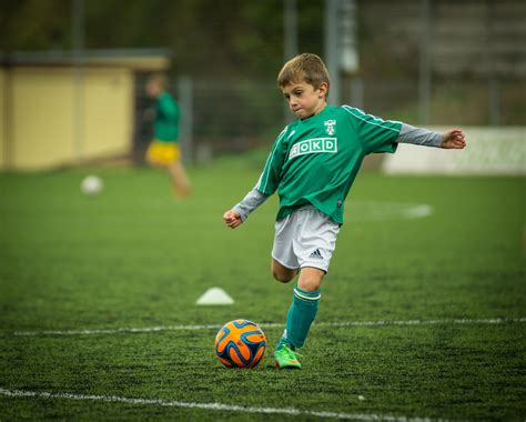 Free Images Play Green Soccer Child Sports Sphere Footballer