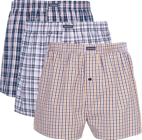 Vanever Mens Woven Boxers 100 Cotton Underwear With Elastic Waistband