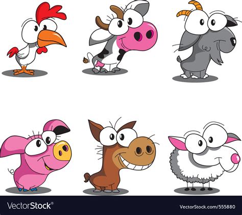 Learn or review the farm animals with this easy revision activity. Funny farm animals Royalty Free Vector Image - VectorStock