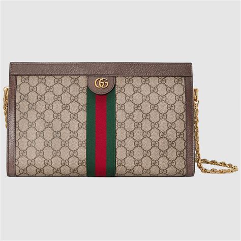Gucci Gg Women Ophidia Medium Shoulder Bag In Beigeebony Gg Supreme