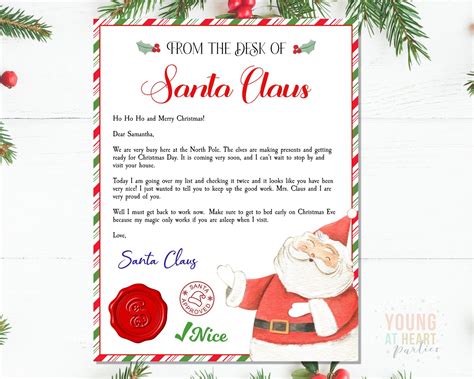Editable Official Letter From Santa Claus Letter From The Desk Etsy