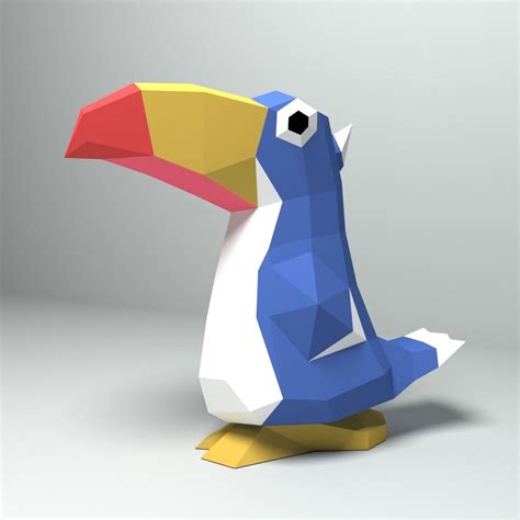 Toucan Low Poly Papercraft Diy Template In 2021 Paper Crafts 3d