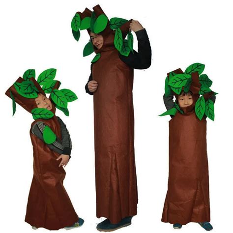 Adults And Kids Halloween Party Green Costumes Childrens Trees Cosplay