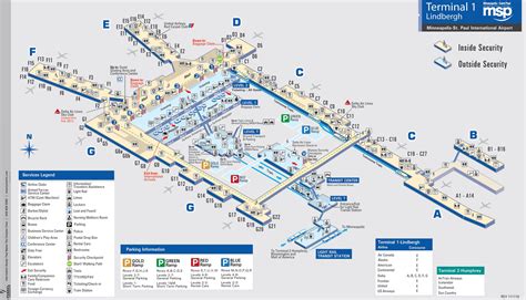 Airport Map Of Minneapolis St Paul International Airport Terminal 1
