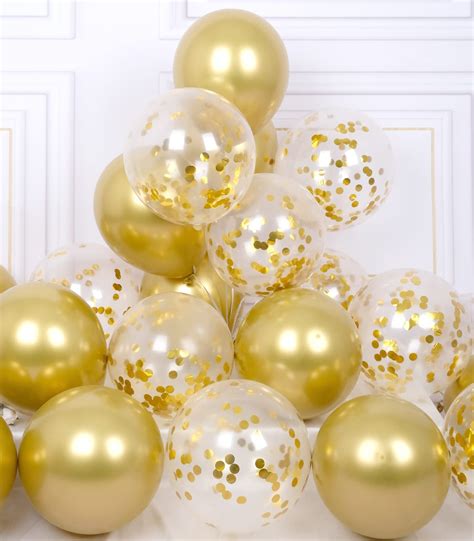 Buy Aule Party Balloons Pack Of 42 Metallic Gold Balloons And Gold Confetti Balloons And 64ft
