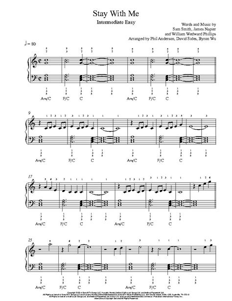 Stay With Me By Sam Smith Piano Sheet Music Intermediate