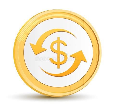 Money Exchange Dollar Sign Icon Gold Round Button Golden Coin Shiny