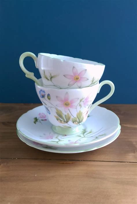 A Pair Of Small Vintage Shelley Tea Cups And Saucers Wild Etsy Tea