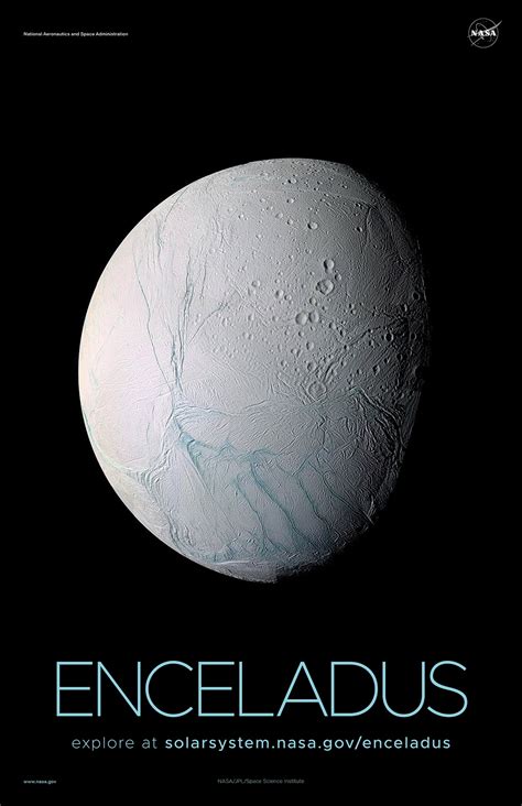 Saturn S Moon Enceladus Poster Version A Nasa Solar System Exploration