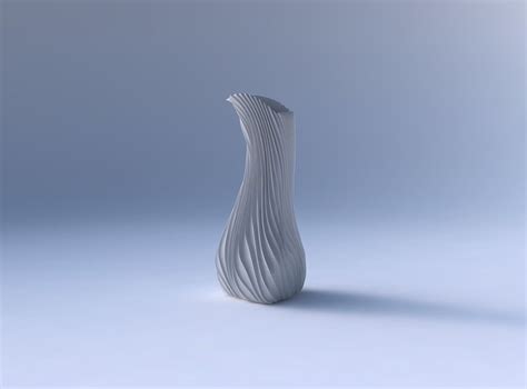 Vase Puffy Bent Triangle With Wavy Extruded Lines 3d Model 3d Printable Cgtrader
