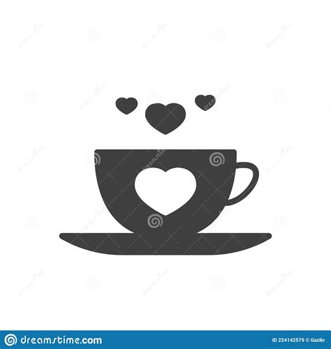 An Abstract Coffee Cup Heart Shape Love Cafe Icon Concept Stock