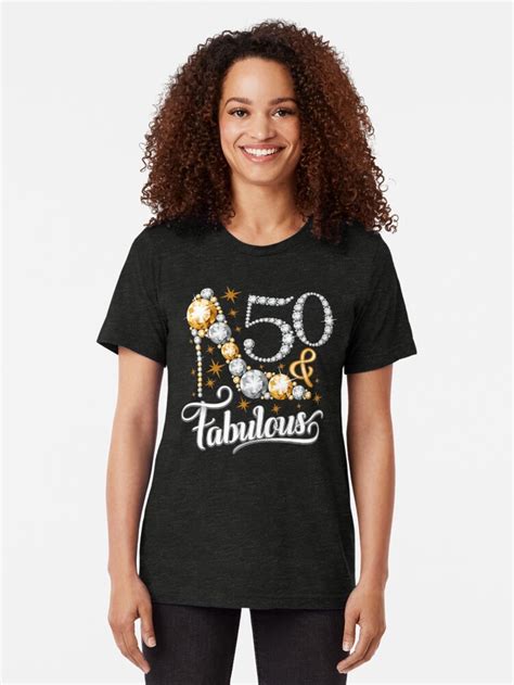 50th Birthday T Shirt Fifty And Fabulous T Shirt For Ladies Women