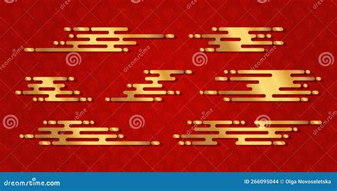 Traditional Asian Clouds Gold Luxury Chinese And Japanese Cloudy Design Stock Illustration