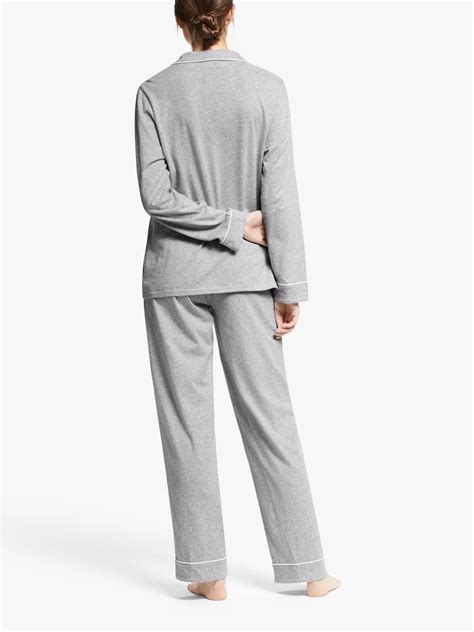 John Lewis And Partners Ivy Spot Jersey Pyjama Set Greyivory