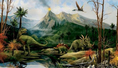 Download Dinosaur Landscape Wall Mural Jurassic Dino Volcano
