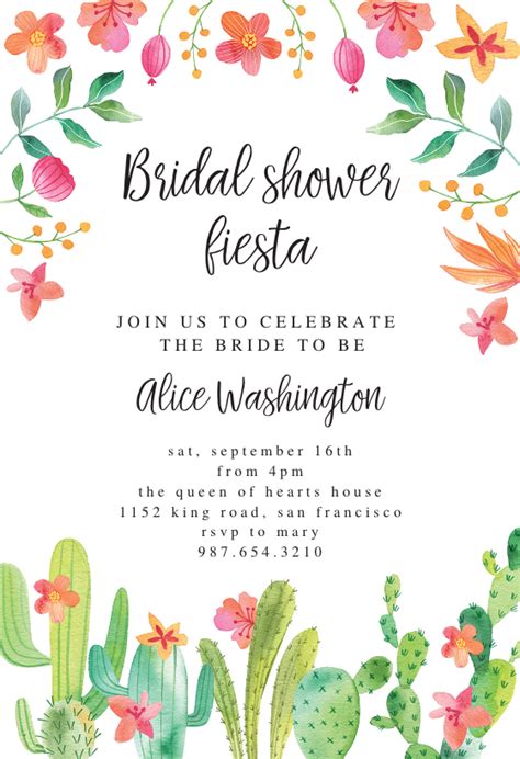 flowerly fiesta bridal shower invitation template